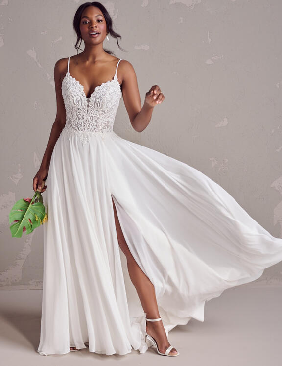 Shoestring cheap wedding dress
